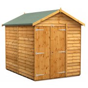 Power 8x6 Apex Garden Shed Overlap - Windowless Double Door